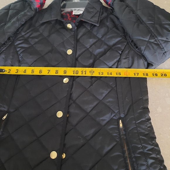 Crown & Ivy Lightweight Quilted Puffer Jacket Black Sz Small Flip Cuff Gold Snap - Picture 12 of 14